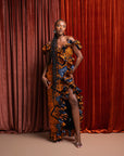 ZEZE Off shoulder Ruffle African Print Maxi Dress