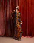 ZEZE Off shoulder Ruffle African Print Maxi Dress