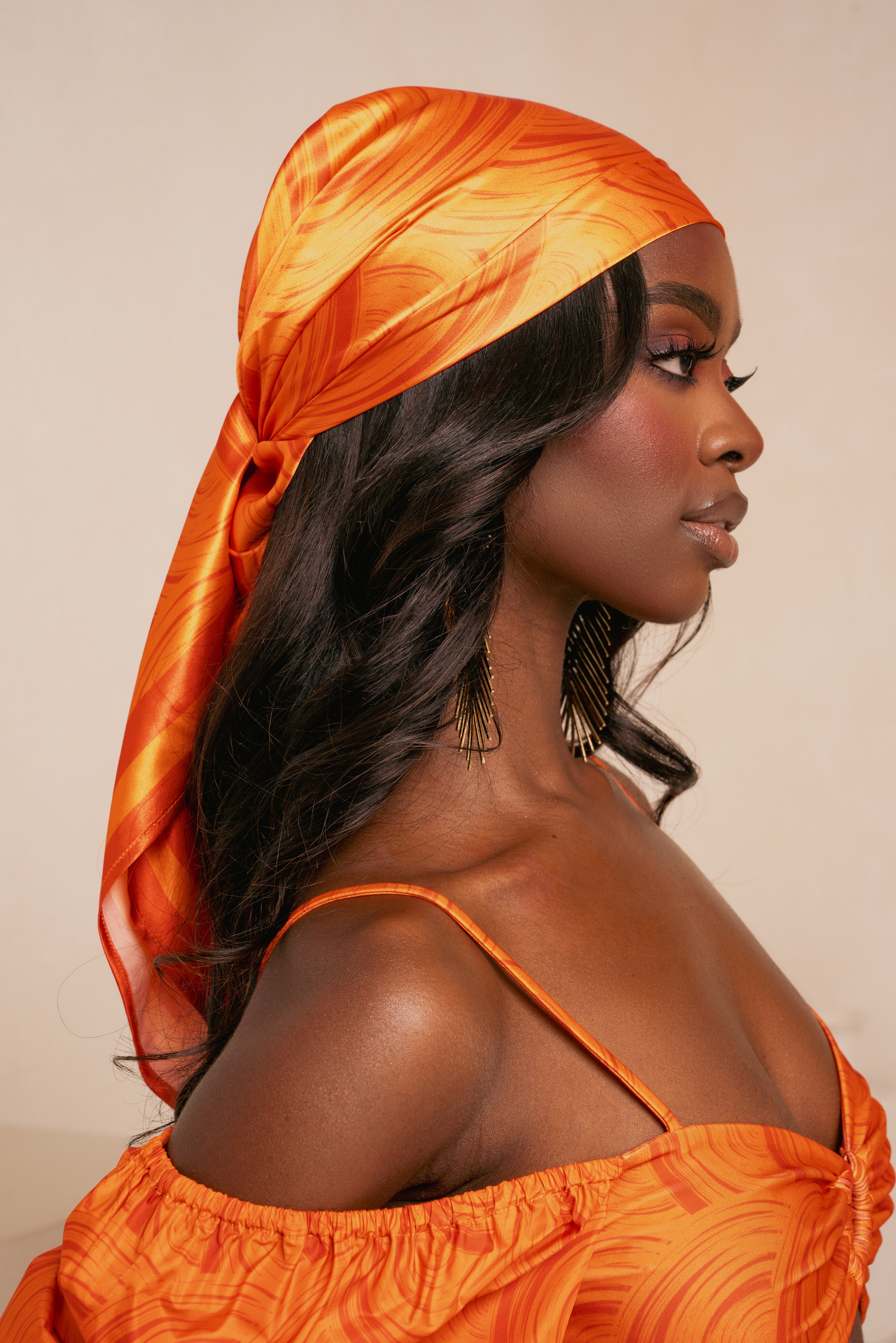 IZA ORANGE SMALL SILK SCARF