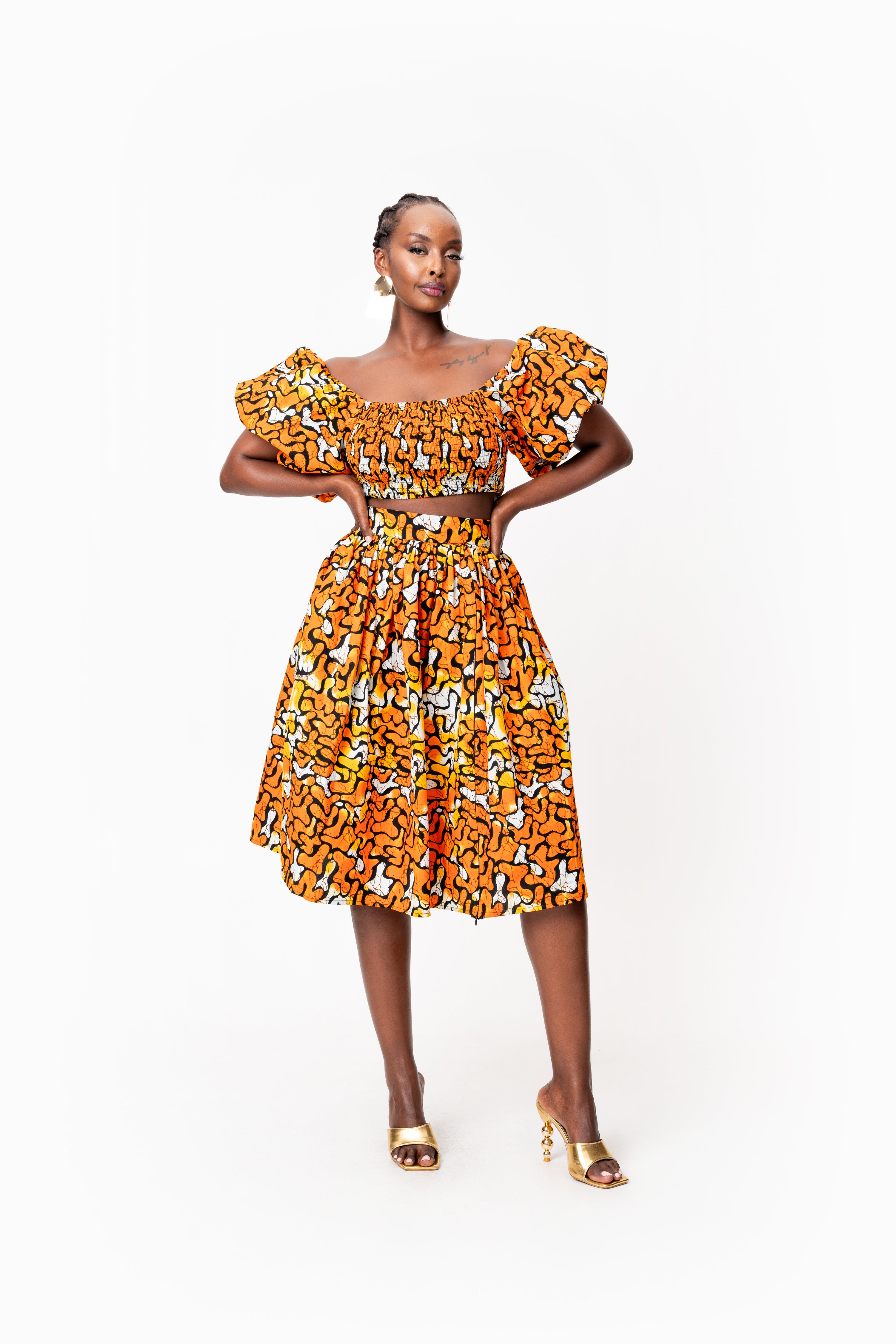 OTTI African Print Midi Skirt