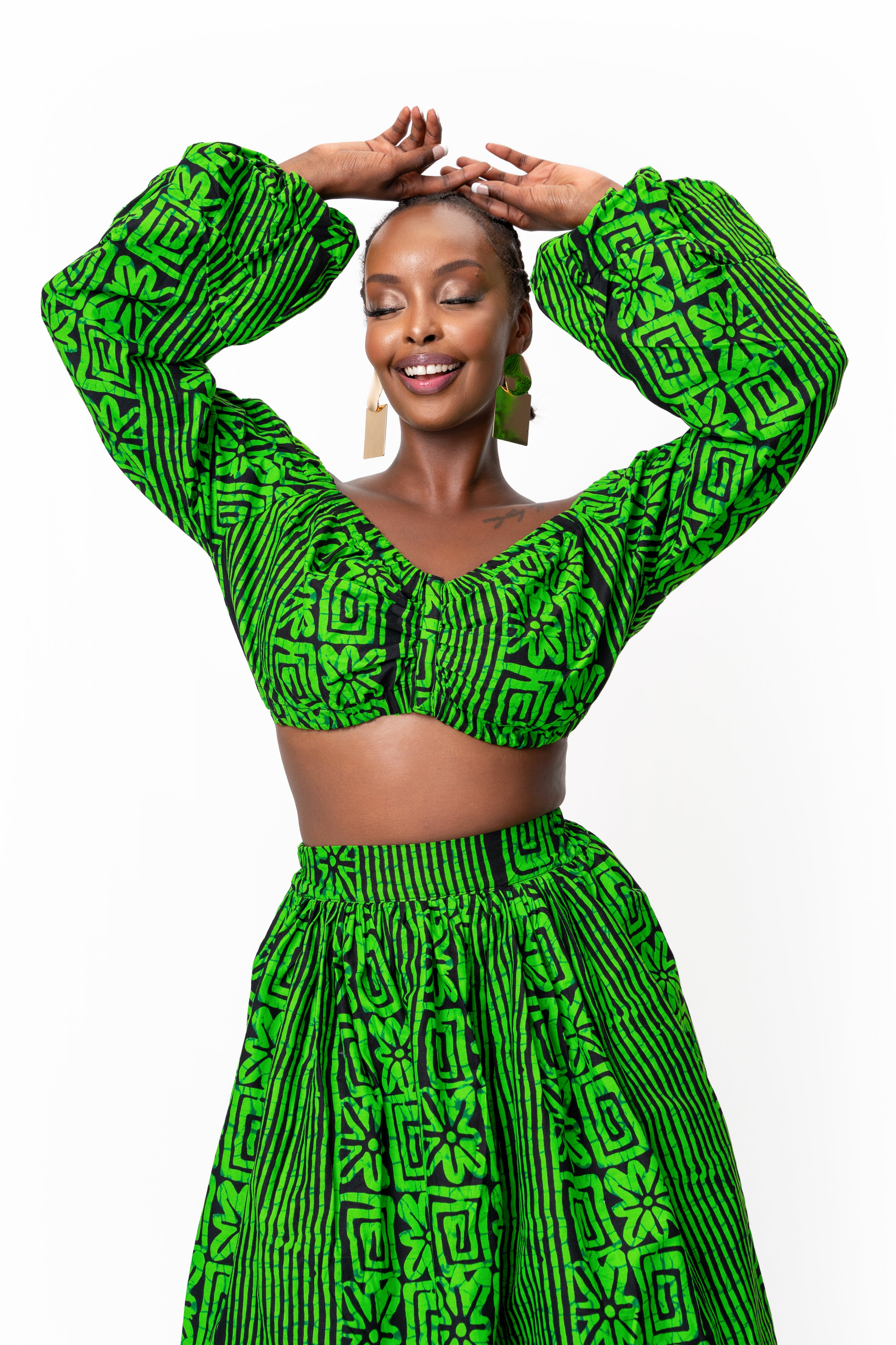 MAALI African Print Midi Skirt