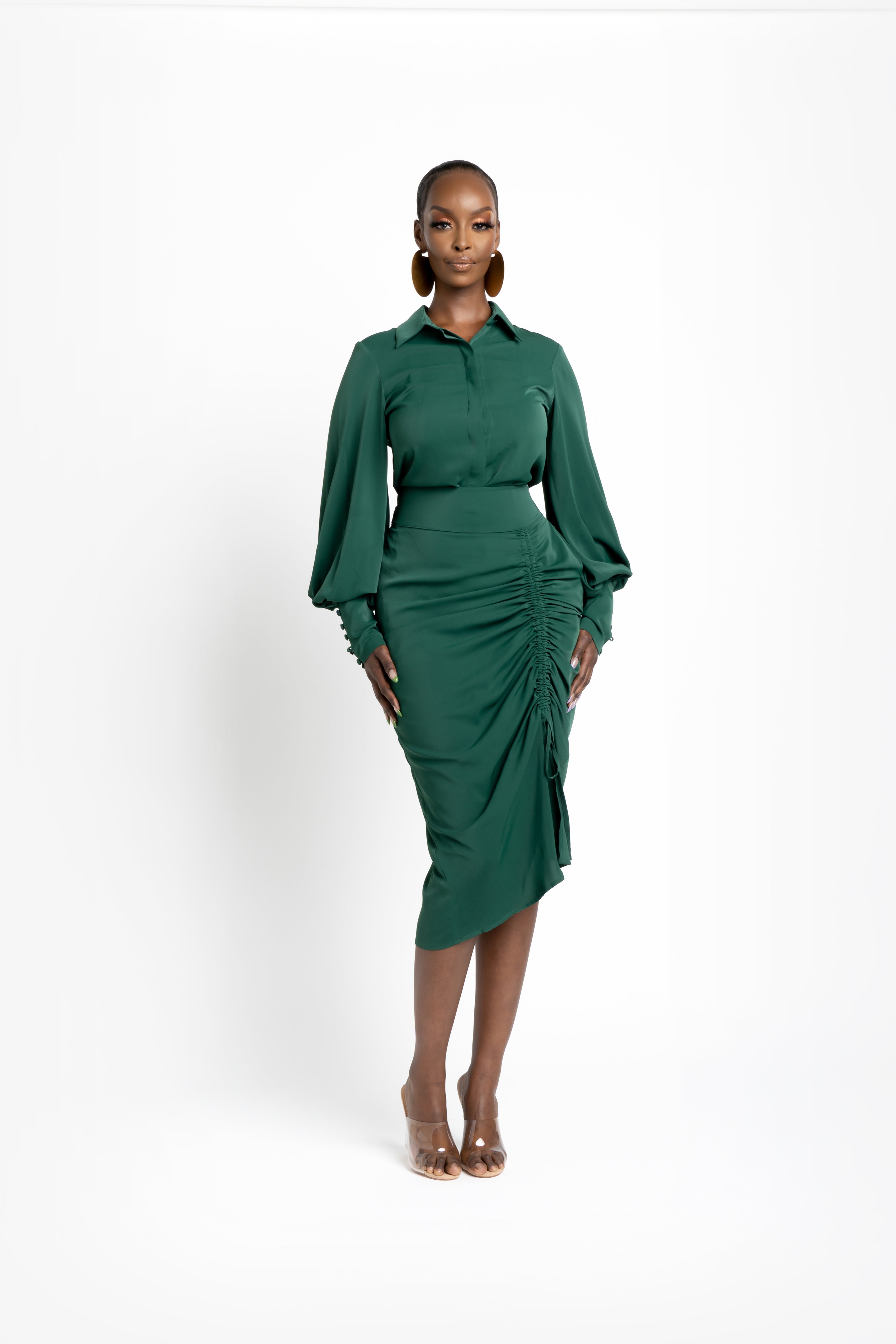 HUNTER GREEN GRAYCE midi skirt