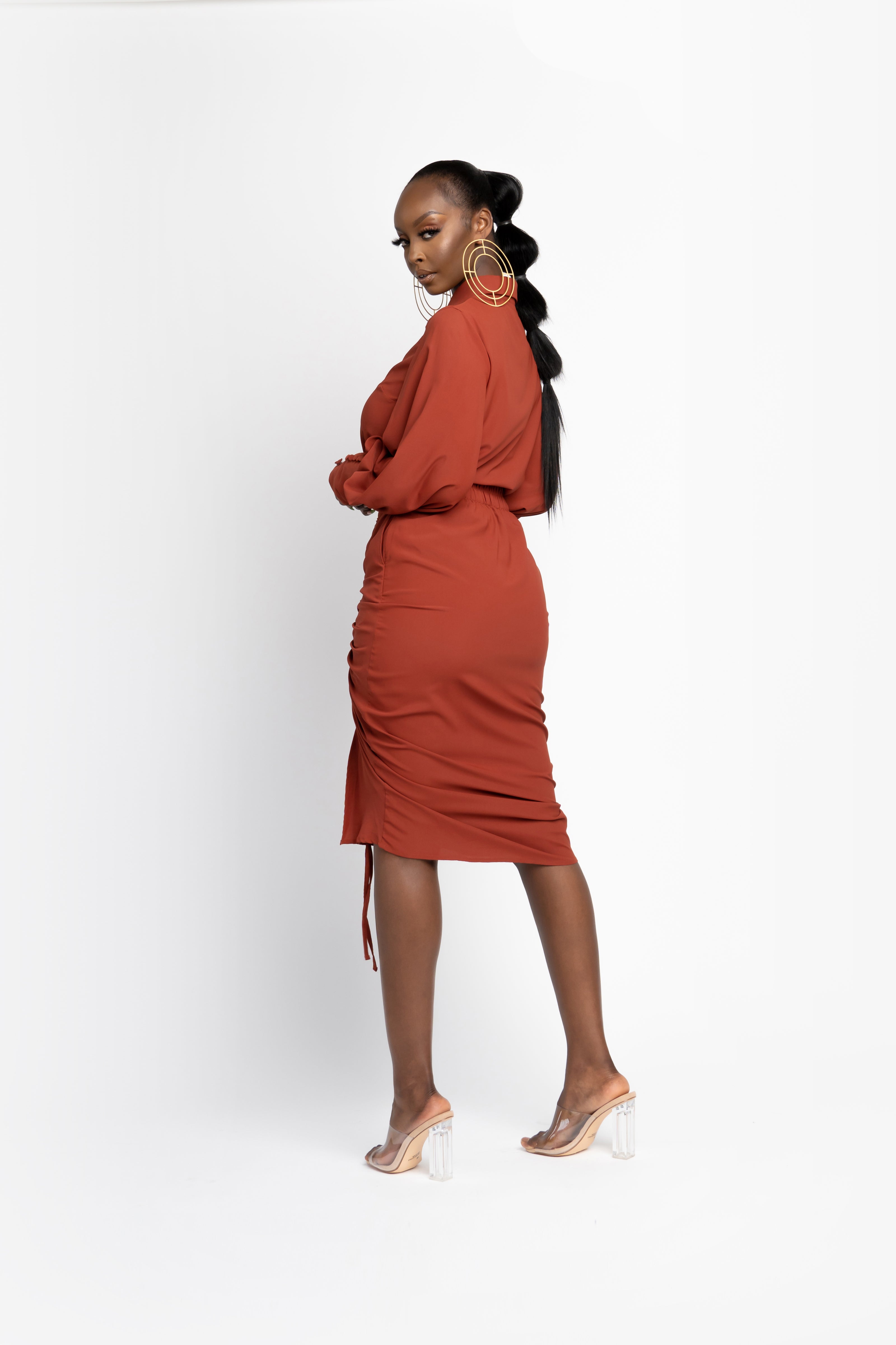 RUST GRAYCE midi skirt