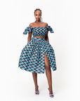 LINA African Print Midi Skirt