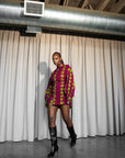 WUNMI African Print Shirt Mini Dress