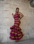 WUNMI African Print Layered Mermaid Dress