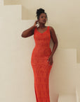 IZA ORANGE COWL MAXI DRESS