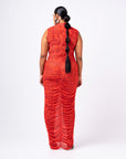 SAMIAH RUCHED MAXI MESH DRESS