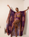 ENANG PURPLE LONG KAFTAN CHIFFON KIMONO