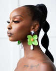 FLOWER earrings in GREEN