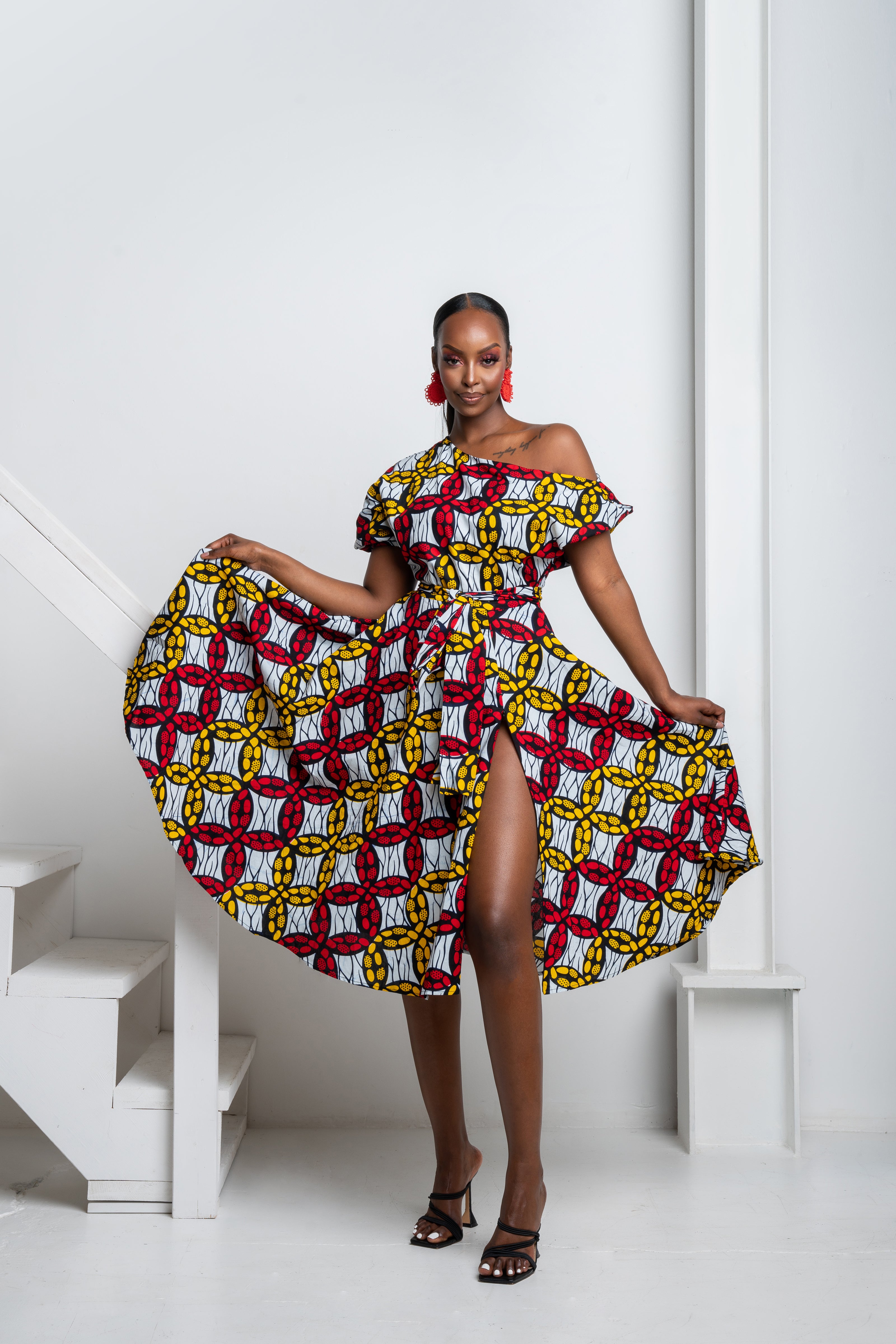 One shoulder african print dress best sale