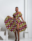 WURA African Print One-shoulder Midi Dress