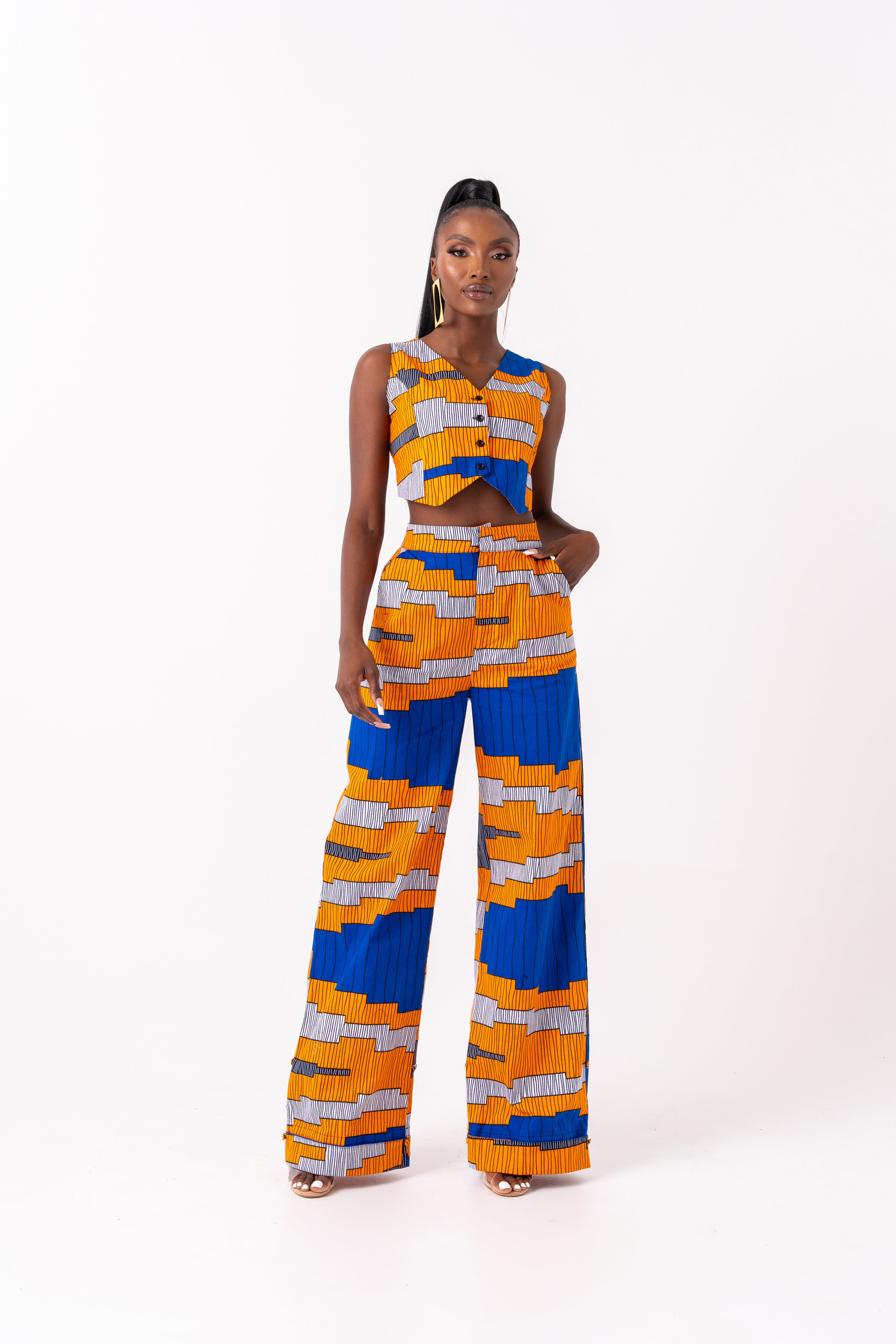 SOMIE African Print high waist trousers ( 3 LENGTH)