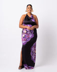 ENANG BLACK SILK HALTER MAXI DRESS