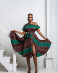 TOPE African Print One-shoulder Midi Dress