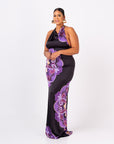 ENANG BLACK SILK HALTER MAXI DRESS