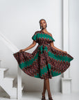 TOPE African Print One-shoulder Midi Dress