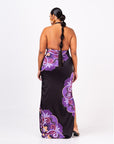 ENANG BLACK SILK HALTER MAXI DRESS