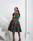 TOPE African Print One-shoulder Midi Dress