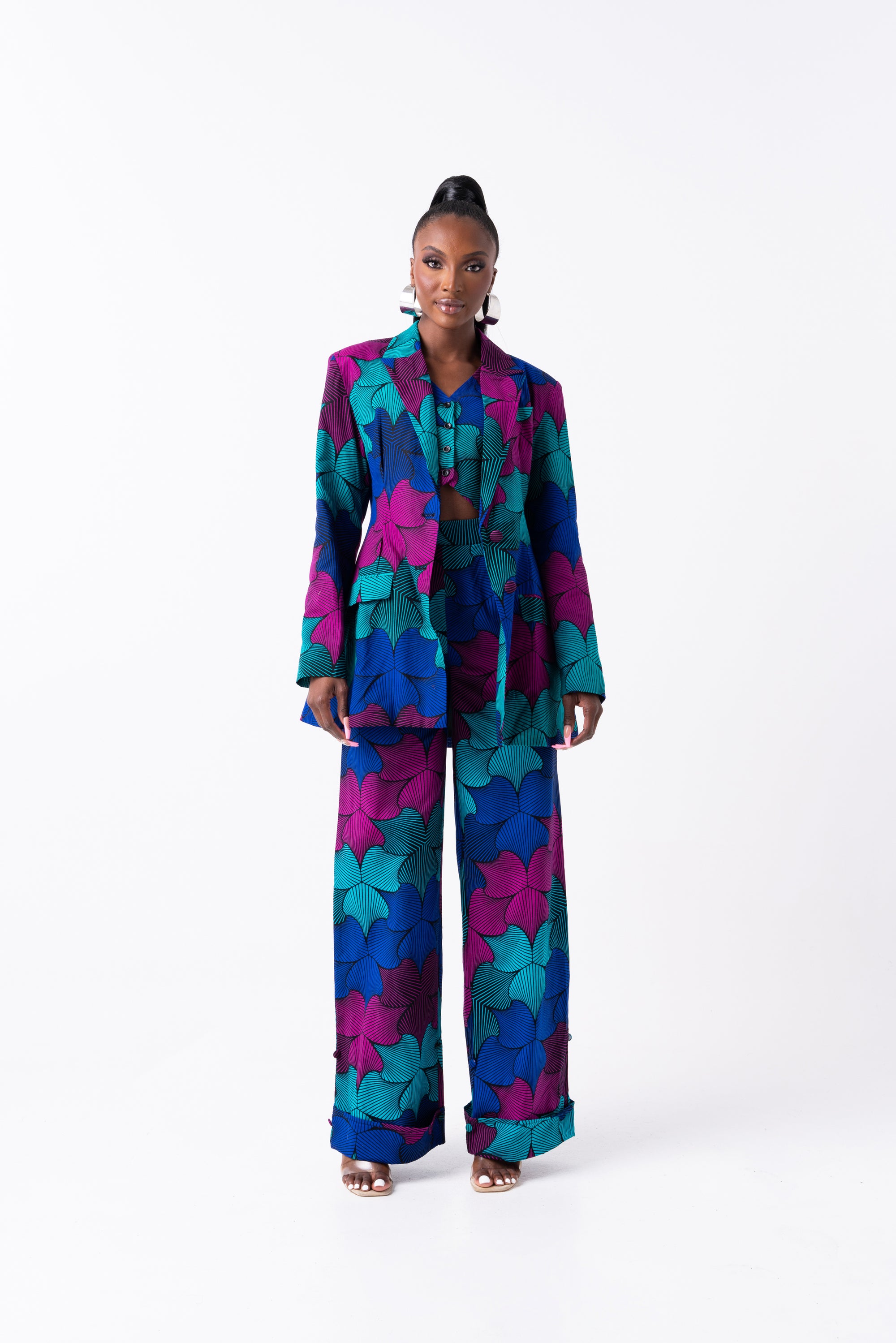 ZURI African Print high waist trousers ( 3 LENGTH)