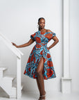 FAYO African Print One-shoulder Midi Dress