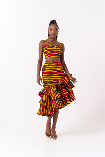 Asha African print Ankara kente short and crop top matching set