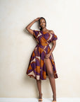 DORA African Print One-shoulder Midi Dress