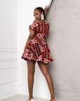 JUNO African Print One-shoulder Mini Dress