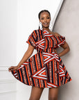 JUNO African Print One-shoulder Mini Dress