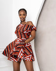 JUNO African Print One-shoulder Mini Dress