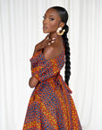 JEMIMA African Print One-shoulder Midi Dress