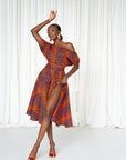 JEMIMA African Print One-shoulder Midi Dress