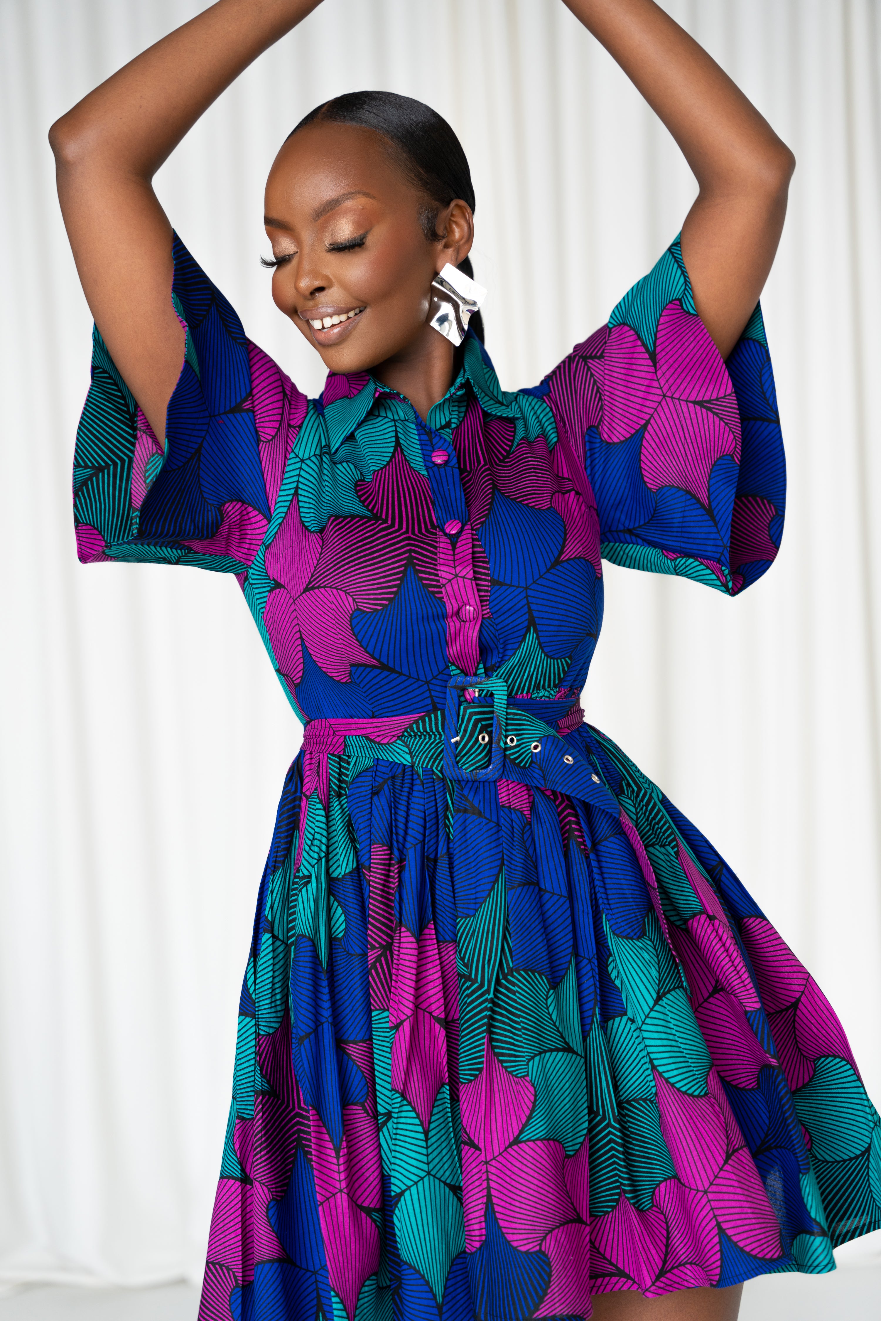 ZURI African Print Shirt Mini Dress