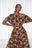 RIRE African Print One-shoulder Midi Dress