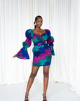 ZURI African Print Off-shoulder Puffy Sleeve Mini Dress