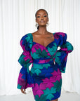 ZURI African Print Off-shoulder Puffy Sleeve Mini Dress