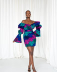 ZURI African Print Off-shoulder Puffy Sleeve Mini Dress