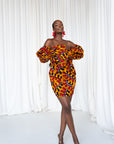 LIRA African Print Off-shoulder Puffy Sleeve Mini Dress