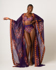 ENANG PURPLE LONG KAFTAN CHIFFON KIMONO