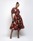 DORA African Print One-shoulder Midi Dress