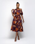 DORA African Print One-shoulder Midi Dress