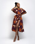 DORA African Print One-shoulder Midi Dress