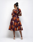 DORA African Print One-shoulder Midi Dress