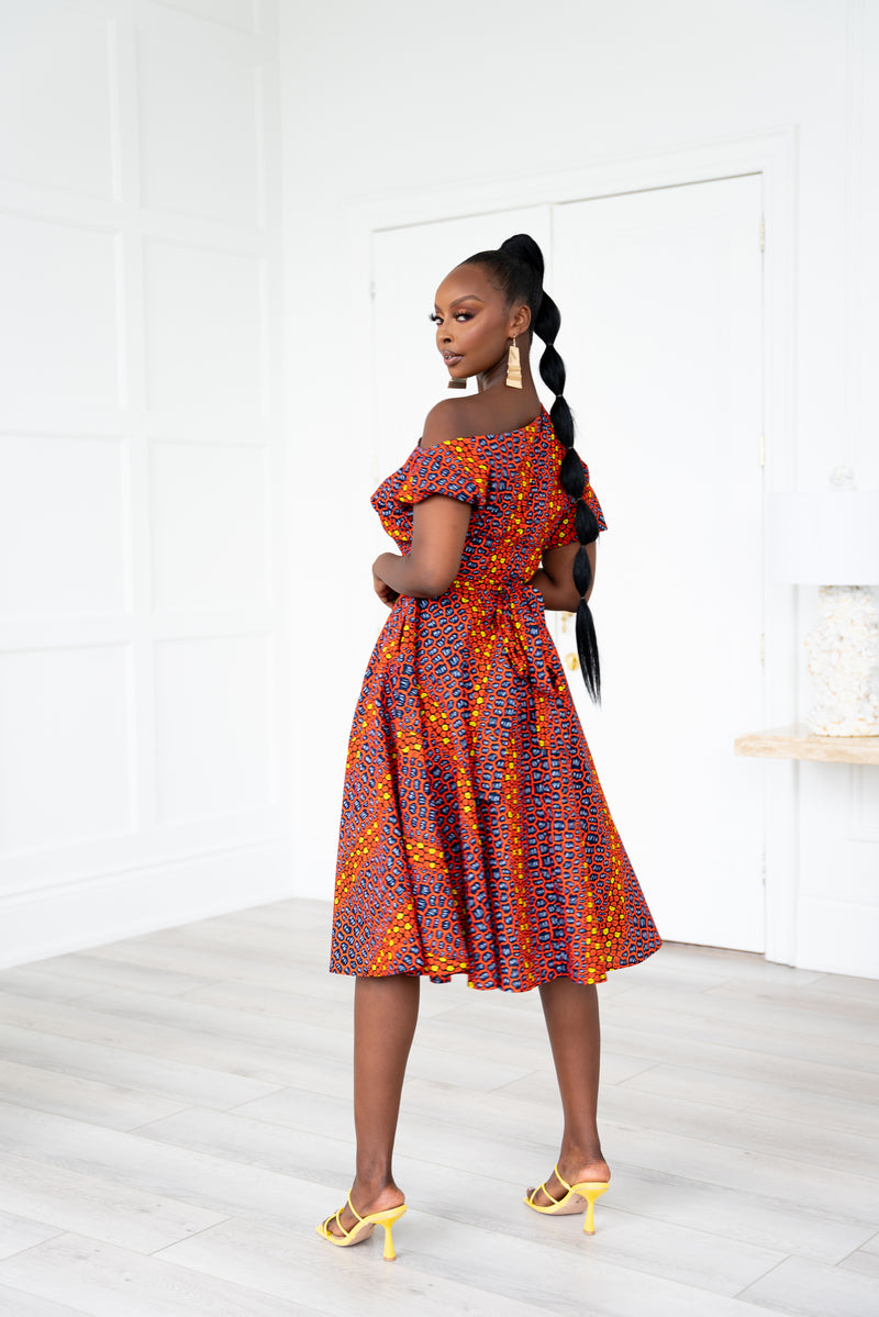 JEMIMA African Print One-shoulder Midi Dress – OFUURE