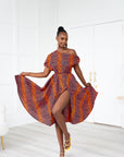 JEMIMA African Print One-shoulder Midi Dress