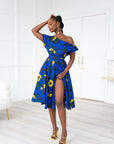 MOFOPE African Print One-shoulder Midi Dress