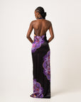 ENANG BLACK SILK HALTER MAXI DRESS