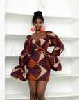 DORA African Print Off-shoulder Puffy Sleeve Mini Dress