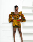 TAYO African Print Off-shoulder Puffy Sleeve Mini Dress