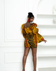 TAYO African Print Off-shoulder Puffy Sleeve Mini Dress